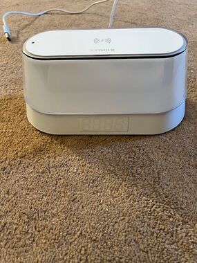 Fisher White Wireless Charging Alarm Clock